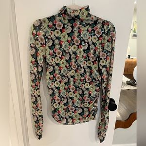 Cinq a Sept Turtleneck Mesh Sequin Top